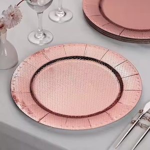 Assiette de présentation en plastique élégante, design texturé à pois unique, écologique, moderne et luxueuse, offre un aspect propre, soigné et anti-taches - Product Image 1