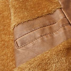 Chaqueta de moto informal para hombre, cortavientos de piel de oveja auténtica con abrigos de cuero de motorista de lana, novedad - Product Image 6