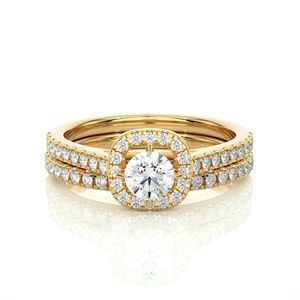 Round Cut Prong Set Halo Diamond Bridal Set Ring For Women - Product Image 2