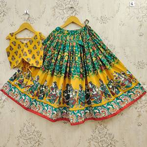 Lehenga Choli Étnico para Niñas, Largo hasta el Suelo, de Poliéster con Materiales Reciclados, Listo para Usar, para Bodas y Fiestas de Diwali, Adecuado para la Edad - Product Image 2