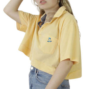 Custom Logo Simple <b>Polo</b> <b>Crop</b> <b>Top</b> Cropped Button Loose Casual Outdoor Sports Activewear Run Golf Short Polyester Jersey Print - Product Image 1