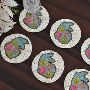 Usine À La Main Perlé Sous-Verre Rond Décoratif Boisson Tapis pour Table À Manger Thé Café Porte-Tasse En Vrac En Gros Approvisionnement - Product Image 4