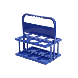 Portador de botella de cerveza plegable de plástico con logotipo personalizado, soporte reutilizable para botella de vino, estante de almacenamiento, paquete de 6 portabotellas - Product Image 1