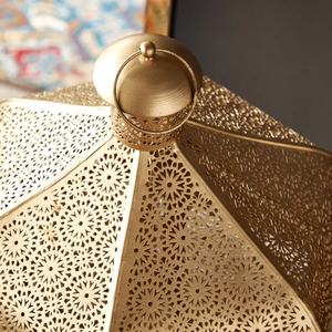 Grandes lanternes hexagonales marocaines en métal, découpées à la main, esthétiques, porte-bougie, décoration artisanale pour la maison, Eid, Noël - Product Image 4