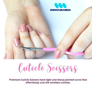 Ciseaux à cuticules en acier inoxydable incurvés avec manche en plastique rose, prix de gros, fabriqués au Pakistan, nouveau produit par INNOVAMED - Product Image 4