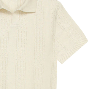 เสื้อโปโลถักลายเคเบิลสำหรับผู้ชาย ผ้าคอตตอนพรีเมียม แขนสั้น ทรงคลาสสิก สวมใส่สบาย สไตล์ลำลองและสมาร์ท - Product Image 5