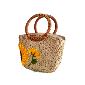 Le sac de paille brodé de tournesols au design simple et sophistiqué apporte une élégance douce aux femmes - Product Image 2