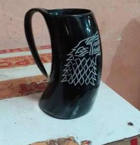 Taza de cuerno natural hecha a mano más vendida con precio de mango de tamaño personalizado para ocasiones de fiesta - Product Image 2