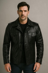 Chaqueta de Motociclista de Cuero Vacuno Genuino Premium para Hombre, Chaqueta Negra Vintage, Chaqueta de Motociclista Ajustada para Hombre - Product Image 5