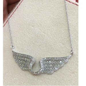 Collar con colgante de ala de ángel de plata de ley con diamante blanco natural tallado de 1.23 ct, cadena de eslabones moderna, moda femenina - Product Image 2
