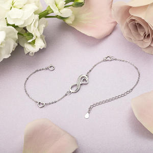 Jeulia Women's <b>Infinity</b> Matched Heart Fine Charm <b>Bracelet</b> Adjustable - Product Image 4