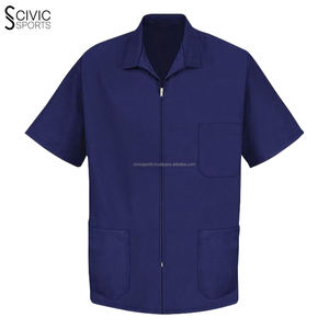 Gilet de barbier bicolore à la mode avec fermeture à glissière Veste de coupe de cheveux de salon avec dos en maille LOGO personnalisable - Product Image 3