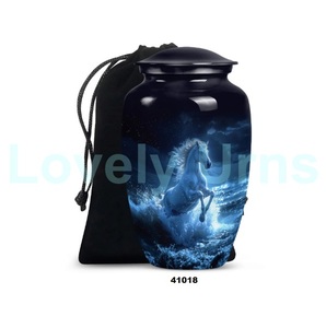 Urna para adultos de cremación de caballo negro mate para cenizas humanas, urna funeraria grande decorativa con bolsa de terciopelo gratis - Product Image 2
