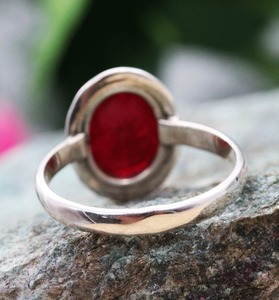 Estampillé meilleur Design pierres précieuses à la main bague de promesse 925 solide en argent sterling naturel Cabochon rubis bague 925 bijoux estampillés - Product Image 4