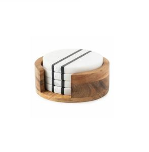 Sous-verres en marbre blanc avec bordure en laiton pour un design créatif, sous-verres 100% marbre pour restaurant, table à thé, décoration - Product Image 5