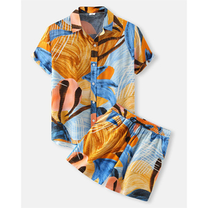 ONIKS IMPEX Vente en gros Ensemble 2 pièces décontracté vacances pour hommes respirant imprimé hawaïen Short et chemise de plage d'été - Product Image 1