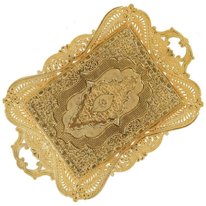 Bandeja de servicio de metal para uso decorativo para el hogar y el hotel, plato para servir, decoración, bandeja de servicio de acero inoxidable de tamaño personalizado chapada en plata - Product Image 2