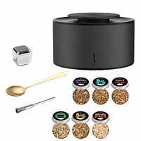 Ensemble de fumoir à whisky électrique en métal réutilisable de qualité supérieure, 6 copeaux de bois, lumière d'ambiance LED, accessoire de bar moderne, cadeau parfait pour les amateurs de bourbon