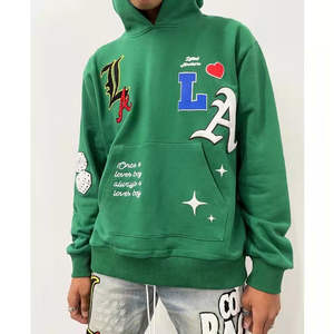 OEM Coton de haute qualité Confortable Chenille Broderie Personnalisé Hommes Pull à Capuche Non-String Puff Print Doux Polaire Doublé Surdimensionné - Product Image 4