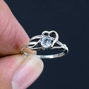 Anillo clásico de plata maciza 925, joyería para mujer, Plata de Ley 925, Topacio Azul, piedras preciosas, estilo bohemio, anillo hecho a mano, regalo para mamá - Product Image 2