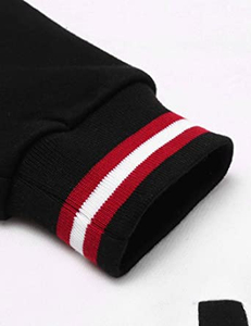 Veste universitaire blanche avec manches noires et logo personnalisé, style universitaire classique, vêtements de rue - Product Image 5