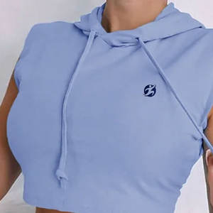 2025 Fashionable <b>Women's</b> 100% Cotton Solid Lace up Hooded Hoodie & Casual Shorts Sets <b>for</b> Custom Your Own Brand Logo - Product Image 4