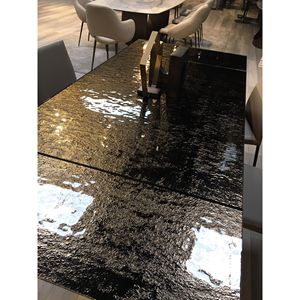 Plai Four-Legged Dining <b>Table</b> Set Hammered Glass Top Bronze <b>Mirrored</b> Assembled Metal Wooden for Home Office Kitchen Use - Product Image 4
