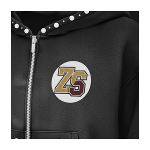 Sudadera con capucha de lana y cremallera de algodón GSM 360 de alta calidad, tela cálida suave negra con detalles, sudadera básica con bordado de logotipo personalizado - Product Image 6