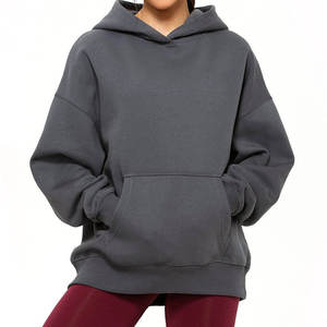 Ensembles de sweats à capuche et de sweat-shirts surdimensionnés pour femmes à manches longues, sweats à capuche unis pour femmes, automne hiver, grande taille, motif uni - Product Image 1