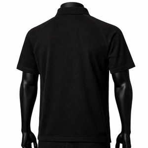 Men's Black Short Sleeve Knitted Polo <b>Shirt</b> With Zipper <b>Collar</b> Casual Solid Color Style - Product Image 2