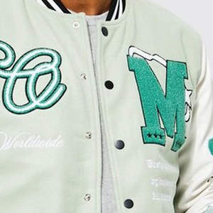 Veste de Baseball de Haute Qualité en Laine avec Manches en Cuir Véritable Vêtement d'Hiver Intelligent et Élégant pour Hommes et Femmes - Product Image 3