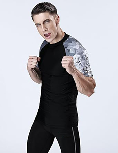 HUGE SPORTS Rash Guard à manches courtes pour homme, protection solaire UV UPF 50+ - Product Image 4