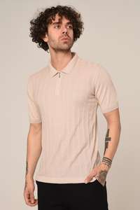 เสื้อยืดแบบลำลองของผู้ชายเสื้อ100% คอตตอนทรงกรวยสำหรับเสื้อโปโลสีเทาแบบถักมีซิปสีฟ้า - Product Image 5