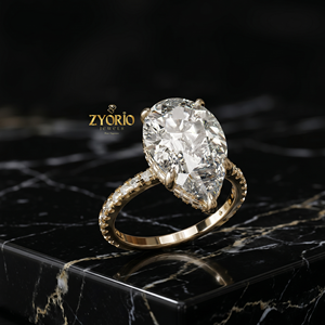 แหวนเพชรรูปลูกแพร์สีทอง18K แหวนหมั้นแหวนเพชรวงแหวนสุดหรู - Product Image 4