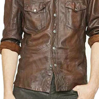 Chemise en cuir unie respirante pour homme, personnalisable, avec options de couleur et logo sur mesure, col roulé, coupe classique, style décontracté et tendance