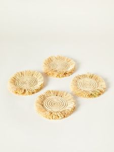 Sous-verres ronds en rotin tissés à la main avec support napperons tissés à la chaleur isolés par poterie ensemble de sous-verres écologiques - Product Image 6