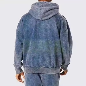 2025 Acid Wash Sweat à capuche pour hommes facile à porter bases coton mélangé doux anti-rides anti-boulochage lavage à l'acide pour hommes basiques à capuche - Product Image 3