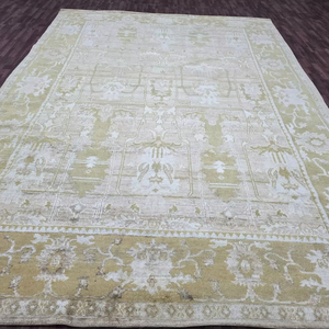 Alfombra Alfombras Seda crema 9x12 Hermosa alfombra persa de diseño moderno clásico de alta calidad, lana anudada a mano 100% Seda - Product Image 1