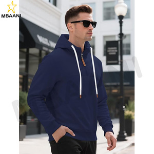 Pull à capuche en polaire pour hommes, manches longues, fermeture éclair, mode. - Product Image 3