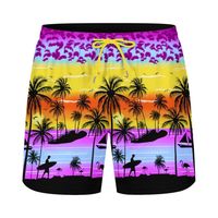 Shorts de bain pour hommes imprimés personnalisés de haute qualité Double couche 100% Polyester séchage rapide été surf poches dans la rue haute