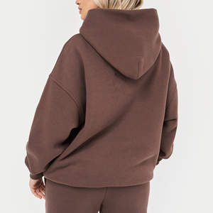 Sudaderas con capucha con logotipo personalizado Sudaderas sueltas de algodón/poliéster con bordado liso para mujer Sudadera con capucha de diseño único de gran tamaño para mujer - Product Image 2