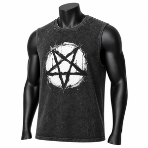 Camiseta sin Mangas Negra Lavada Personalizada para Hombre, Estilo Urbano, Punk, Vintage, de Algodón, para Gimnasio, Venta al Por Mayor OEM - Product Image 3