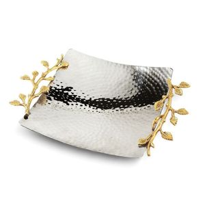 Plateau rectangulaire en métal doré de luxe avec poignées plateau de service décoratif organisateur vanité Accent élégant décor à la maison mariage - Product Image 5