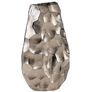 Florero de fundición de aluminio estilo diamante con acabado plateado jarrón decorativo de mesa y piso - Product Image 1