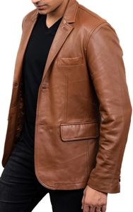 เสื้อโค้ทหนังแกะสำหรับผู้ชายเสื้อแจ็คเก็ตแฟชั่นคอปกสไตล์สำนักงานแนวสตรีทปรับแต่งได้ตามต้องการ - Product Image 2