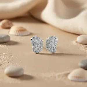 Pendientes de Botón Modernos Chapados en Oro Rosa y Oro Amarillo con Circonita Cúbica o Diamante para Compromiso o Regalo para Mujer - Product Image 2