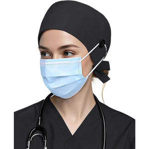 Gorro Quirúrgico Médico Unisex de Color Sólido Más Vendido, Gorro de Enfermera con Cinta de Seda y Diseño Estampado en Tela con Botones - Product Image 2