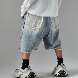 กางเกงยีนส์ขาสั้นทรงหลวมสำหรับผู้ชายกางเกงขาสั้นผ้ายีนส์แนวสตรีทสวมใส่ได้ตามต้องการ - Product Image 2