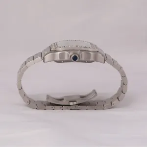 นาฬิกาควอตซ์สแตนเลสสตีลคลาสสิก ประดับเพชรโมอิสซาไนต์ ดีไซน์เต็มหน้าปัดแบบเรียบง่าย ให้ความรู้สึกหรูหรา สง่างามเหนือกาลเวลา - Product Image 2