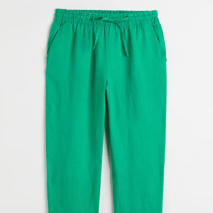 2025 coton lin pantalon pour printemps été taille élastique Harem cheville longueur pantalon avec plat avant Style solide crayon pantalon - Product Image 3